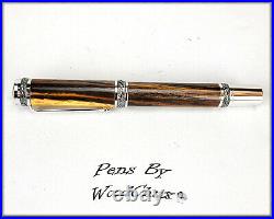 Pen Handmade Exotic Cocobolo Wood Rollerball Or Fountain Pens SEE VIDEO 1137