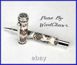 Pen Handmade Stunning Mini Pine Cones Rollerball Or Fountain ART SEE VIDEO 1143a