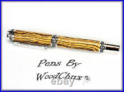 Pen Pens Handmade Exotic Bocote Wood Rollerball Or Fountain ART SEE VIDEO 1126