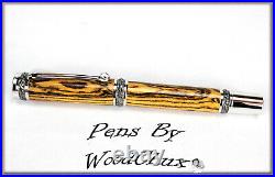 Pen Pens Handmade Exotic Bocote Wood Rollerball Or Fountain ART SEE VIDEO 1126