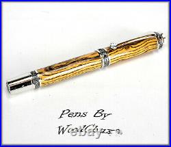 Pen Pens Handmade Exotic Bocote Wood Rollerball Or Fountain ART SEE VIDEO 1126a