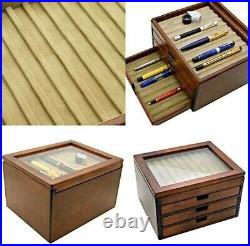 Pen Storage Box Toyooka Craft For 40 pens Fountain pen Wood grain Japan NEW