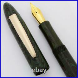 Ranga 8 Ebonite Fountain Pen Green Ripple, Hand Made, JoWo #6 Nib C/C (New)
