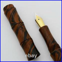 Ranga Ebonite Bamboo Fountain Pen Brown Mottled, Hand Made, JoWo German Nib