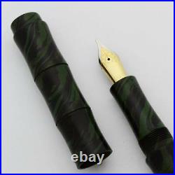 Ranga Ebonite Bamboo Fountain Pen Green Mottled, Hand Made, JoWo Nib (New)