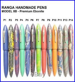 Ranga Handmade Premium Ebonite Fountain Pen -model 8b-13 Colors-german Nibs