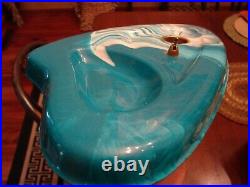 Rare Vintage Cultured Marble Sky Blue Fountain Pen Desk Set Base Only Alaska