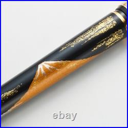 Real Gold leaf Mt. Fuji fountain pen 18K M-nib with converter Handmade