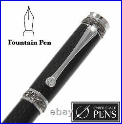 Regulus Major Pen in Carbon Fiber with Rhodium & Black Titanium / #417