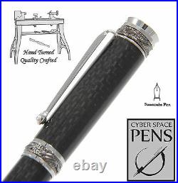 Regulus Major Pen in Carbon Fiber with Rhodium & Black Titanium / #417