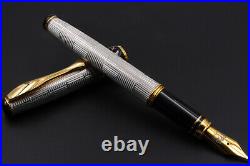 Silver 925 Wickerwork Fountain Pen M Nib Black Ink Pelikan Cartridge Handmade