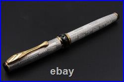 Silver 925 Wickerwork Pen Extra Fine Nib Blue Ink Waterman Cartridges Handmade