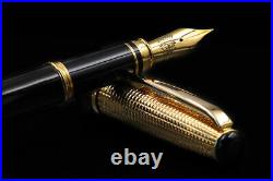 Silver Fountain Pen Gold Swan M Nib Handmade Converter and Cartridges