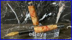 Stunning Inflamed Box Elder Burl Wood Fountain Pen Hand Made by HTC Creations