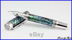 Stunning bamboo themed roller ball pen with stunning abalone material