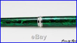 Stunning emerald green abalone fountain pen handmade with titanium accents