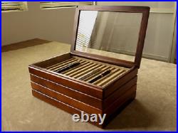 Toyooka Craft Wooden Fountain Pen tray (with fixed lid) 15 Pens Display Japan
