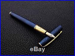 Unique  Handmade Damascus Steel Fountain Pen With Blue plasma Coating A.K-27 