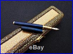 Unique Handmade Damascus Steel Fountain Pen With Blue plasma Coating A. K-27