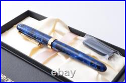 (Unused) HANDMADE Fountain Pen Onishi-Seisakusho Blue Acetate Fine Nib MINT