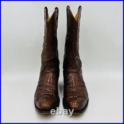 Vintage Tony Lama Mens 10.5 B Lizard Honey Brown Exotic Western Cowboy Boots EUC