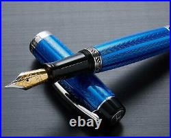 Xezo Handmade Guilloche, Diamond-cut Maestro Tanzanite Blue Fine Fountain Pen