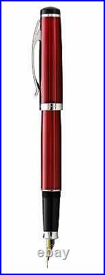 Xezo Handmade Incognito Burgundy Fountain Pen, Fine Nib. Platinum Trim, Serial