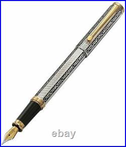 Xezo Handmade Legionnaire Fine Fountain Pen withSerial. 18k Gold Platinum Plated