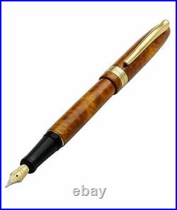 Xezo Handmade Phantom Autumn Brown Fountain Pen, Fine Nib. 18k Gold Plated, LE