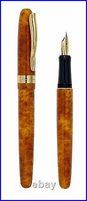 Xezo Handmade Phantom Autumn Brown Fountain Pen, Medium Nib. 18k Gold Plated, LE