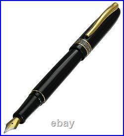 Xezo Handmade Phantom Classic Black Fountain Pen, Fine Nib. 18k Gold Plated, LE