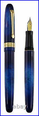 Xezo Handmade Phantom Stardust Blue Fountain Pen, Extra Fine Nib. Gold Plat, LE