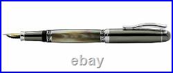 Xezo Handmade Platinum Plated FINE Serialized Fountain Pen, Tungsten Metallic