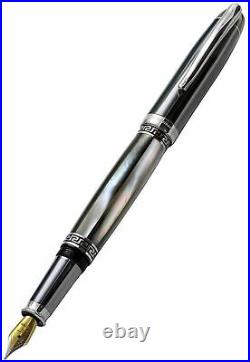 Xezo Handmade Platinum Plated Fountain Pen, Metallic Finish Maestro Black MO