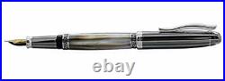 Xezo Handmade Platinum Plated Medium Fountain Pen Tungsten Metallic Finish Ma
