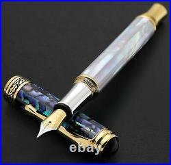 Xezo Maestro Fountain Pen, Medium Nib. Mother of Pearl and Abalone. LE, Handmade