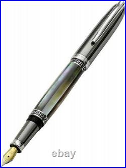 Xezo Maestro MOP Tungsten FPL-2 Hand Made Platinum Plated F Serial Fountain Pen