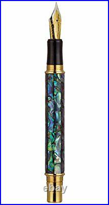 Xezo Maestro Natural Sea Shell Handmade Fountain Pen with 18K Gold Plated Par