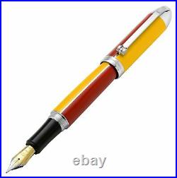 Xezo Visionary Aspen Gold & Red Enamel Medium Fountain Pen, Handmade. LE 500